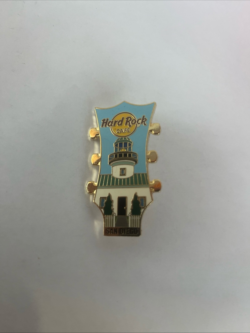 Hard Rock Cafe Lighthouse Pin - Light Blue, White & Green